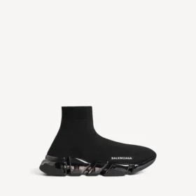 Speed 2.0-sneakers för damer med helt genomskinlig sula och återvunnen stickad ovandel i svart