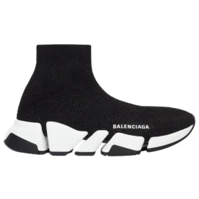 Speed 2.0-sneakers ”Svart glansig stickad med vit sula” 636833W2DC11091