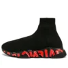Speed 2.0-sneakers ”Svart stickat med rött graffiti och svart sula” 645334W2DBY1016