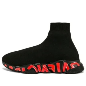 Speed 2.0-sneakers ”Svart stickat med rött graffiti och svart sula” 645334W2DBY1016