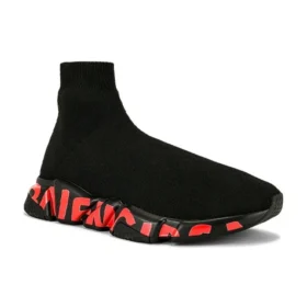 Speed 2.0-sneakers ”Svart stickat med rött graffiti och svart sula” 645334W2DBY1016