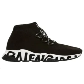 Speed Lace Up Sneakers ”Svart återvunnet stickat med svart graffitisula” 621611W05GE1015