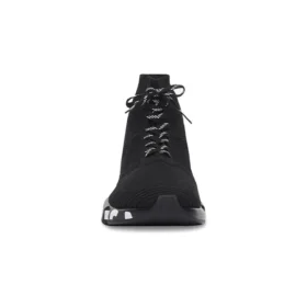 Speed Lace Up Sneakers ”Svart återvunnet stickat med svart och vit graffitisula” 617251W2DB71006
