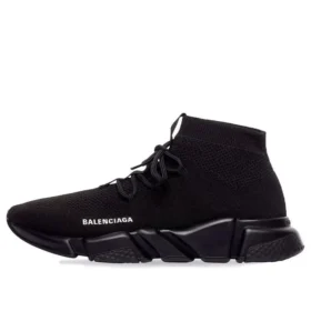 Speed Lace Up Sneakers ”Svart återvunnet stickat och svart sulenhet” 587289W2DB11013
