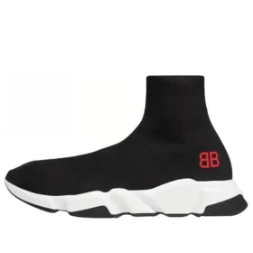 Speed Sneakers ”Svart stickat med rött BB-logo” 514218W05G01000