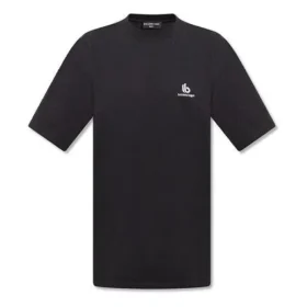 Sportiga T-shirtar med B-logotyp, boxig passform ”Black” 681045TLVN11070