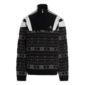 Sporty B Half Zip Track Mix Jacquard-stickad tröja ”Black Grey” 675289T16171240