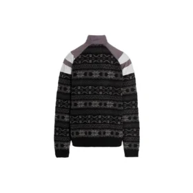 Sporty B Half Zip Track Mix Jacquard-stickad tröja ”Black Grey” 675289T16171240