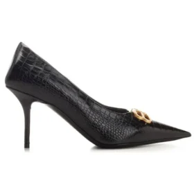 Square Knife BB-pumps i läder med Crocs-mönster ”Black” 734238WBE711000