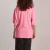 SS21 Broderad T-shirt med rund hals, rosa 641532TJVA95764