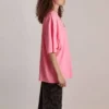 SS21 Broderad T-shirt med rund hals, rosa 641532TJVA95764