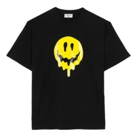 SS21 Drip Peace T-shirt med tryck i stor passform, svart 641655TKVA11012