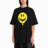 SS21 Drip Peace T-shirt med tryck i stor passform, svart 641655TKVA11012