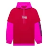 SS21 långärmad unisex-tröja med huva och sömmar, rosa och röd, 657037TKV826295