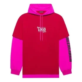 SS21 långärmad unisex-tröja med huva och sömmar, rosa och röd, 657037TKV826295