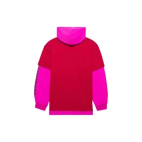 SS21 långärmad unisex-tröja med huva och sömmar, rosa och röd, 657037TKV826295