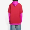 SS21 långärmad unisex-tröja med huva och sömmar, rosa och röd, 657037TKV826295