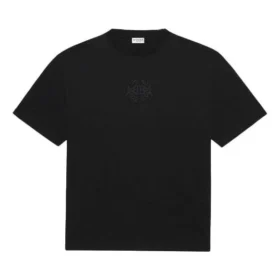 SS21 Logo-mönster, rund hals, korta ärmar, unisex, svart 641655TKV711069
