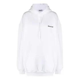 SS21 Luvtröja i bomull med liten logotyp, vit, storlek Small 578135TJV859040