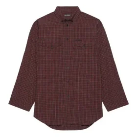 SS21 Oversize rutig långärmad skjorta, brun 658806TKM366100