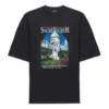 SS21 Retro, slätvävd, stor, kortärmad unisex-T-shirt i svart 641614TJVH61000