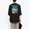 SS21 Retro, slätvävd, stor, kortärmad unisex-T-shirt i svart 641614TJVH61000
