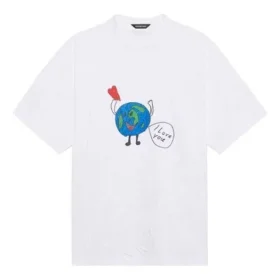 SS21 Retro-T-shirt i slätväv, stor passform, korta ärmar, unisex, vit 657059TKV949000