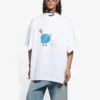 SS21 Retro-T-shirt i slätväv, stor passform, korta ärmar, unisex, vit 657059TKV949000