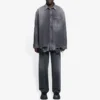 SS21 Sliten Denim-skjorta för män, svart 657610TBP191090