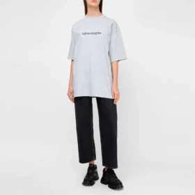SS21 Tryckt T-shirt med rund hals Grå 620941TIV501167