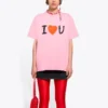 SS21 Unisex-tröja med kort ärm och alfabetmönster, rosa 612965TJVL51401