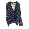 Stickad kofta med logotyp över hela plagget ”Blue White” 736248T32338502