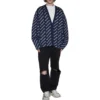 Stickad kofta med logotyp över hela plagget ”Blue White” 736248T32338502