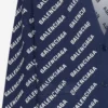 Stickad kofta med logotyp över hela plagget ”Blue White” 736248T32338502