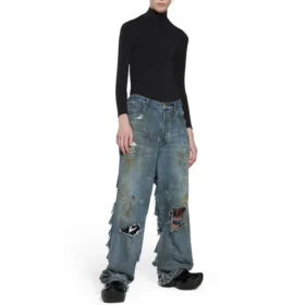 Super Destroyed Baggy Byxor ”Light Blue” 745248TNW014012