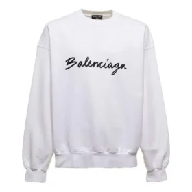 Sweatshirt med rund hals och skriftlogotyp ”White” 697869TMVB59040
