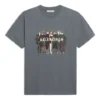 T-shirt med bandporträtt och tryckt logotyp, retrostil, korta ärmar, grå 612965TIV471404