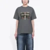 T-shirt med bandporträtt och tryckt logotyp, retrostil, korta ärmar, grå 612965TIV471404