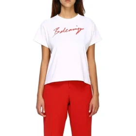 T-shirt med kort ärm och signaturalfabetlogotyp, vit 583217TFV639783