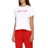 T-shirt med kort ärm och signaturalfabetlogotyp, vit 583217TFV639783