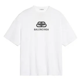 T-shirt med logotryck på bröstet, kortärmad, vit 570813TEV489044