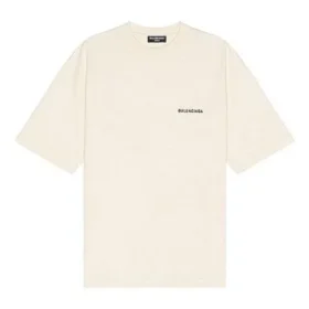 T-shirt med logotyp, medium passform, ”Beige” 612966TMVF49069