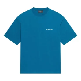 T-shirt med logotyp, medium passform ”Blue” 612966TLVB99567
