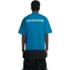 T-shirt med logotyp, medium passform ”Blue” 612966TLVB99567