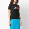 T-shirt med rund hals och tryck, svart 620941TIVD51000