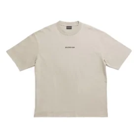 T-shirt med ryggtryck, medium passform ”Beige” 612966TOVJ89763
