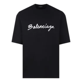 T-shirt med skriptlogotyp ”Black White” 612966TMVB41070