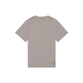 T-shirt med suddigt logo-hål, retroklassisk, kortärmad, unisex, grå 661705TKVD58174