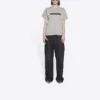 T-shirt med suddigt logo-hål, retroklassisk, kortärmad, unisex, grå 661705TKVD58174