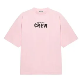 T-shirt med tryckt logotyp, kortärmad, rosa/röd 620941TIVG91900